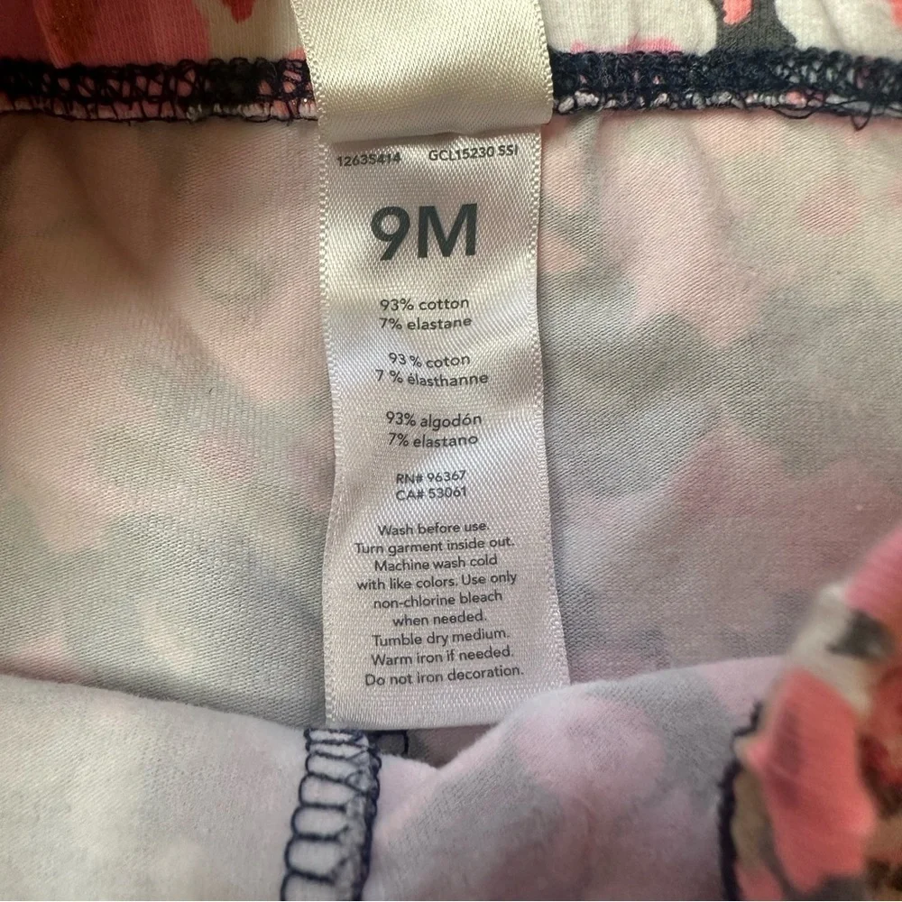 Oshkosh B'gosh Pink Floral Girls Stretch Pants Sz 9M Spring Summer